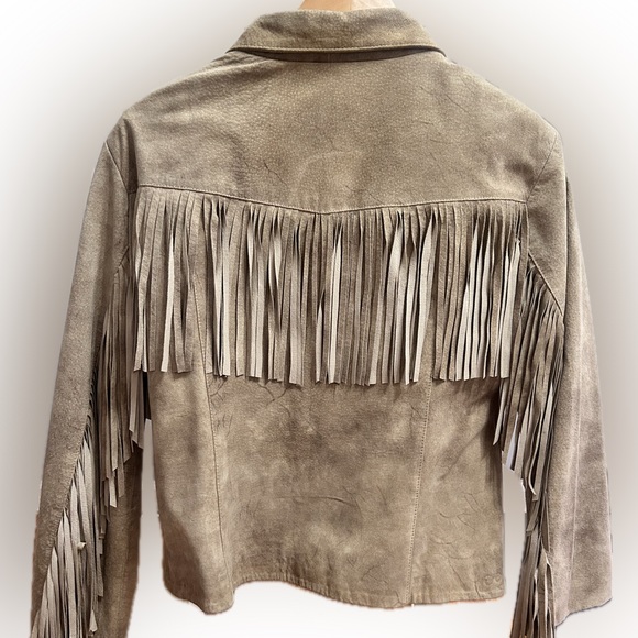 GENUINE LEATHER SUEDE FRINGED JACKET. XOXO - Picture 2 of 10